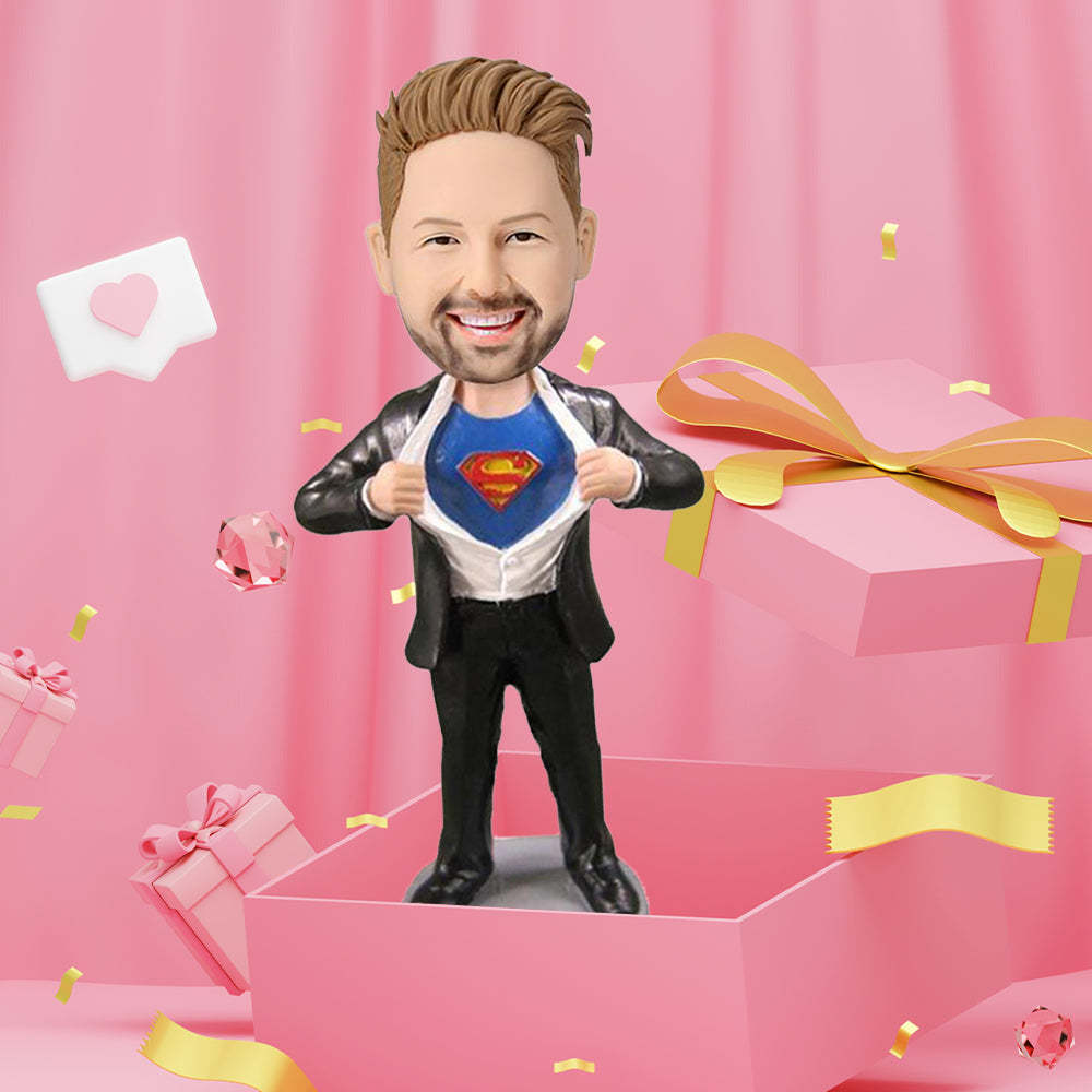 Superman Strip - Valentine's Day Gift For Him Custom Bobblehead With Engraved Text - Bestchristmasgifts