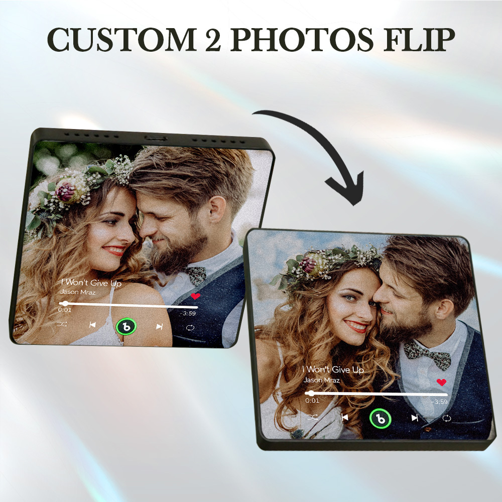 Custom Lenticular Flip Music Fridge Magnet Personalized 2 Photos in 1 Album Fridge Magnet for Couple - Bestchristmasgifts