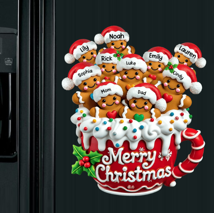 Merry Christmas - Personalized Gingerbread Acrylic Fridge Magnet