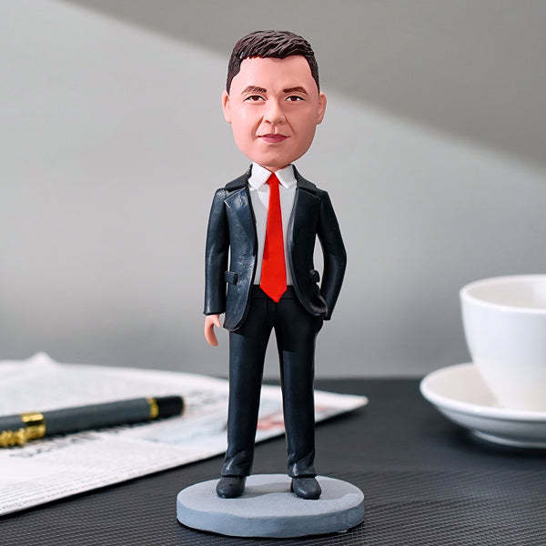 Christmas Gift For Him Custom Bobblehead Businessman In Red Tie - Bestchristmasgifts