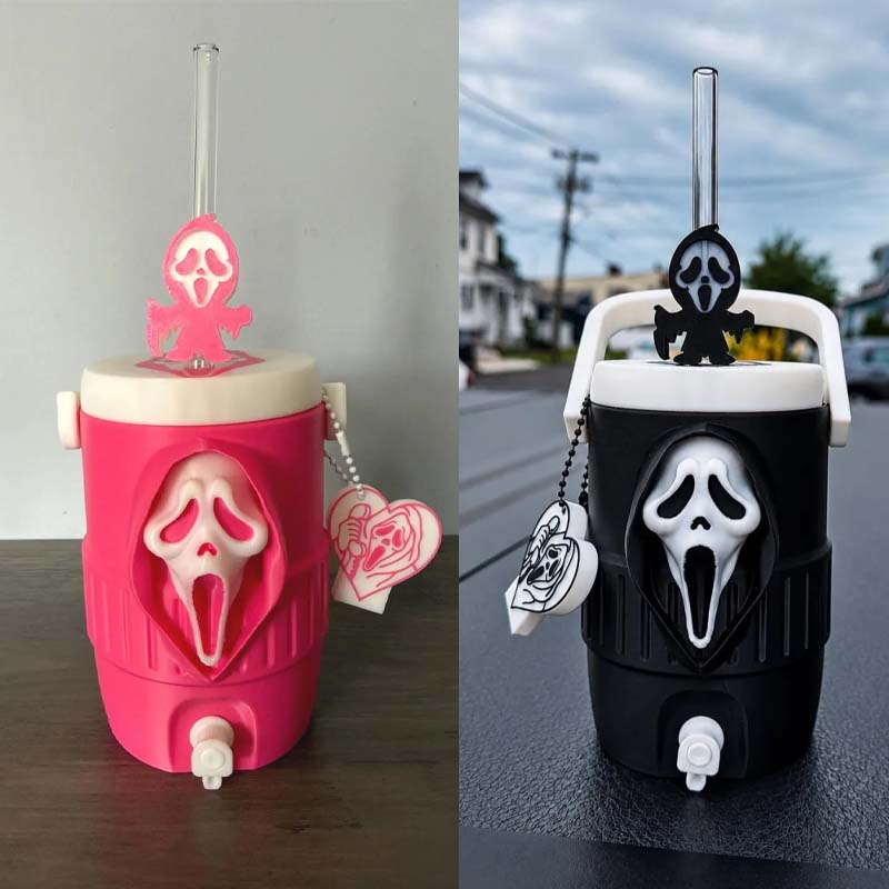Horror 12oz Can Holder with Lid, Straw Topper & Can Opener | 3D Printed Horror Gift