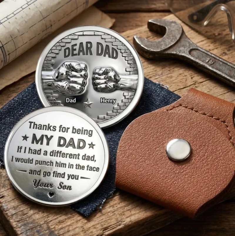 Personalized Dear Dad Pocket Hug, Custom Father's Day Gift, Gift From Son, Dad Thank You Keepsake, Gift For Dad, Father's Birthday Gift