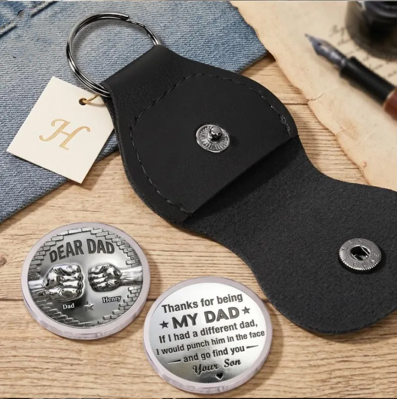 Personalized Dear Dad Pocket Hug, Custom Father's Day Gift, Gift From Son, Dad Thank You Keepsake, Gift For Dad, Father's Birthday Gift