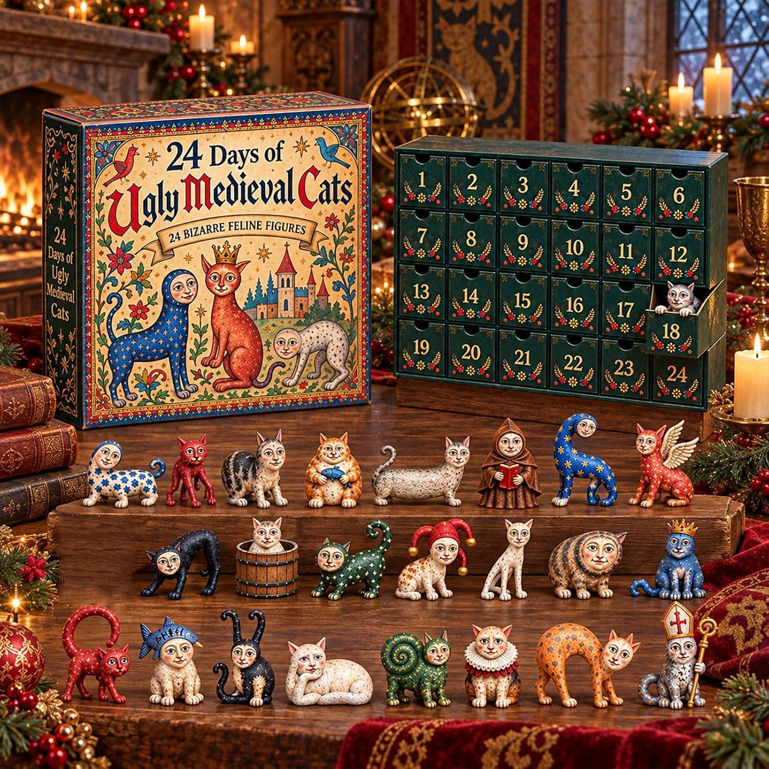 24-Day Ugly Medieval Cats Christmas Advent Calendar Christmas Advent Calendar