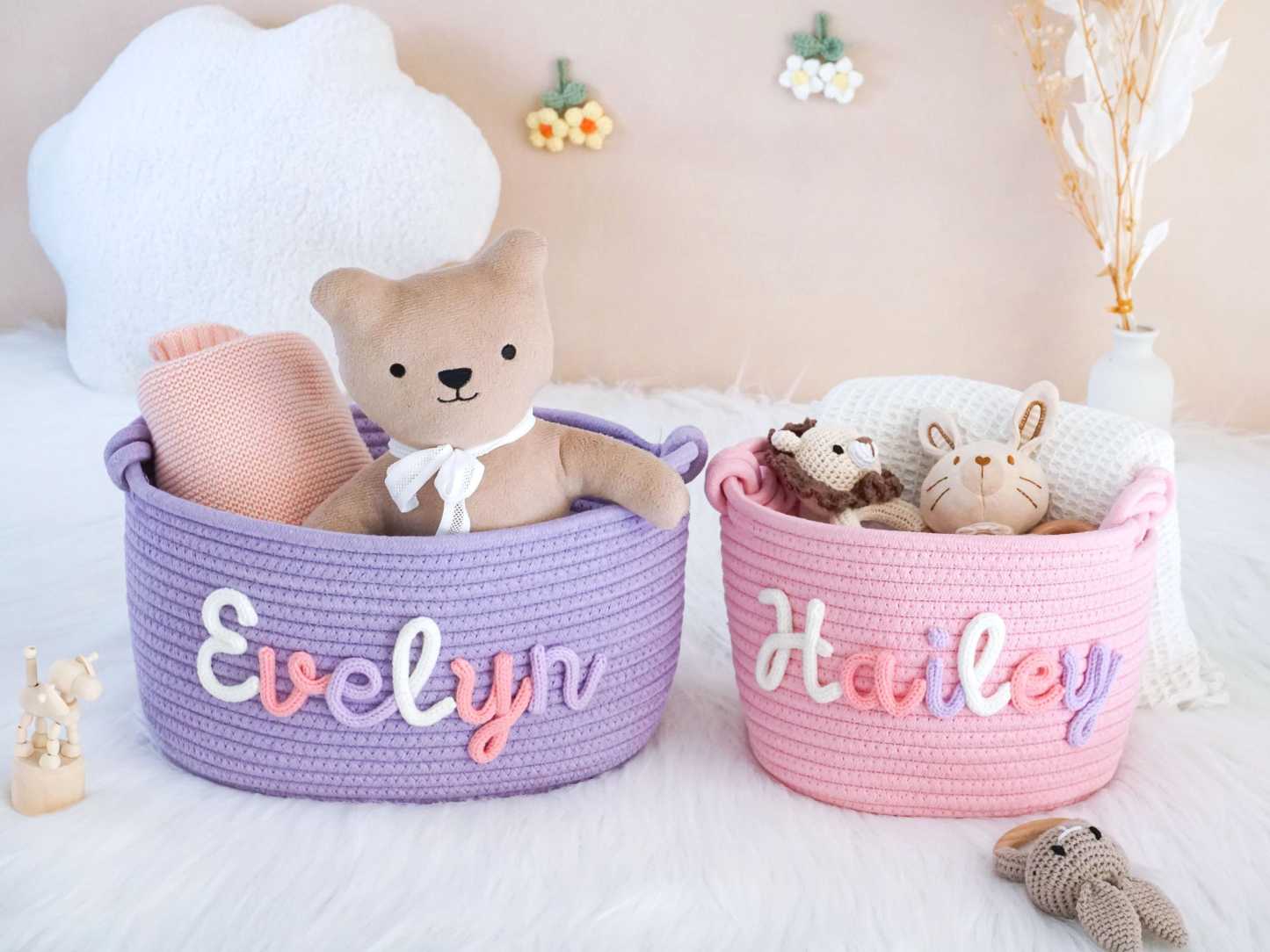 Baby Shower Gift Basket,Personalized Baby Gift,Nursery Decor Basket,Baby Name Gift,Baby Girl Gift,Baby Boy Gift,Storage Basket,New Born Gift