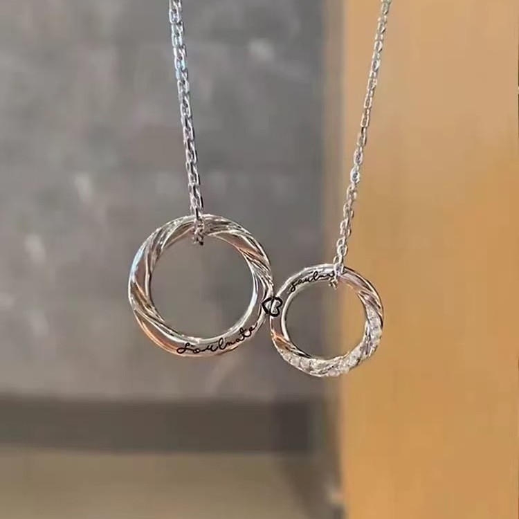 Circle Heart Magnetic Couple Necklace Set Soulmate Gifts for Couple