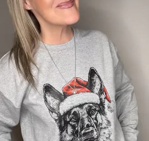 Furry & Festive! Custom Pet Santa Hat Sweatshirt – Personalized Heat-Pressed Christmas Hoodie for Pet Lovers