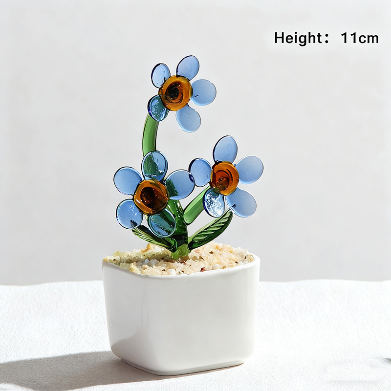 Exquisite Colored Glaze Glass Potted Plants Glass Crafts Home Decor Gifts