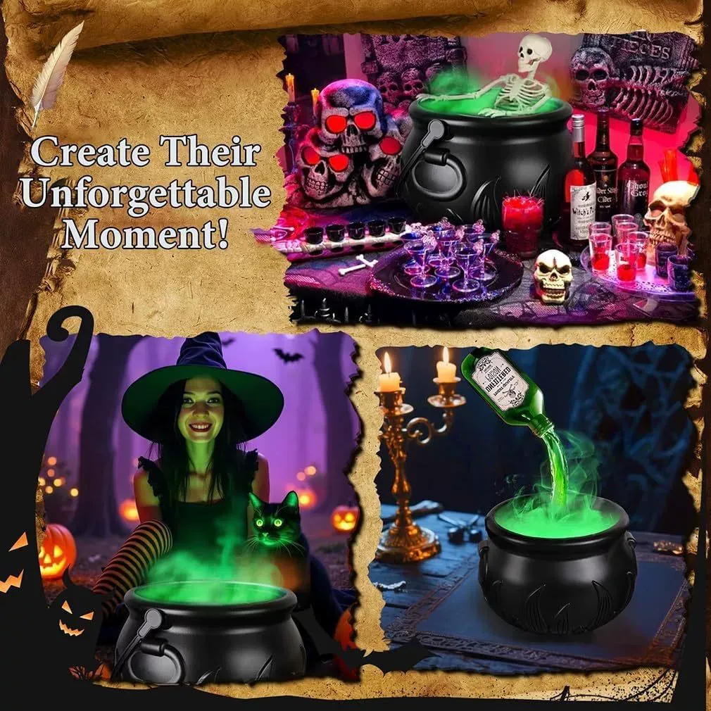 Halloween Decorations Indoor - Cauldron Decor with Skeleton Black Witches Cauldron Halloween Party Decoration for Home Table