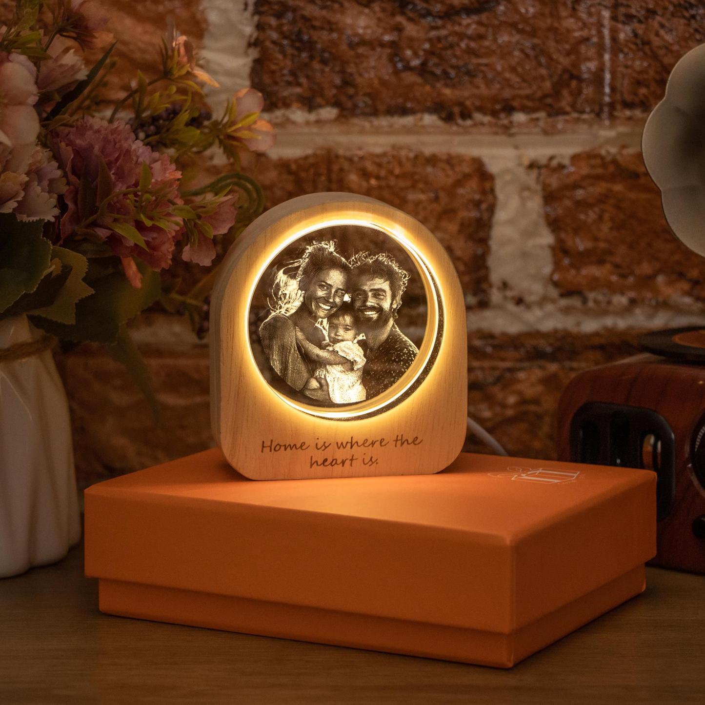 Personalized 3D Photo Engraved Crystal Custom Family 3D Laser Etched Photo Crystal Custom Portrait Art for Home Decor Christmas Gifts