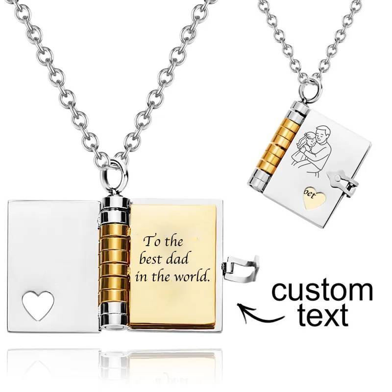 Personalized Book Necklace – A Letter to My Daughter in a Locket, Adjustable Pendant with Message Inside, Meaningful Jewelry Gift