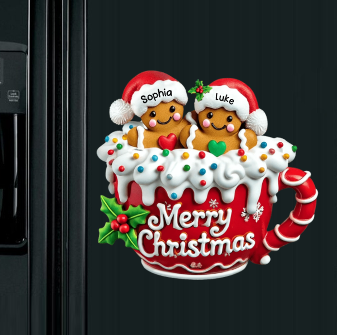 Merry Christmas - Personalized Gingerbread Acrylic Fridge Magnet