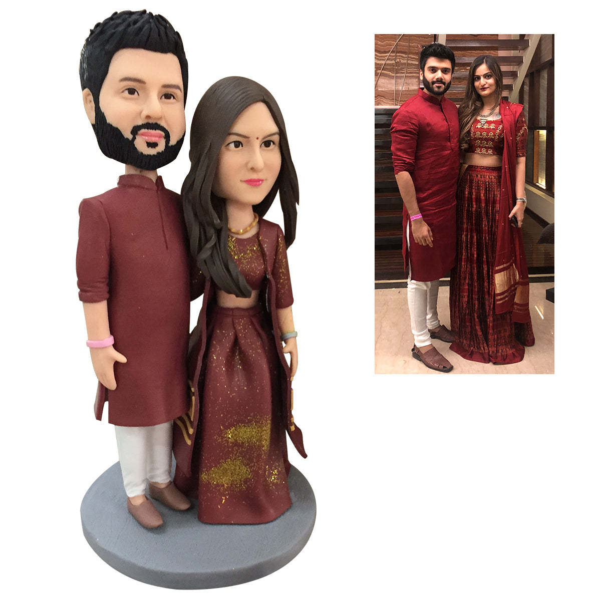 Fully Customizable 2 person Custom Bobblehead With Engraved Text - Bestchristmasgifts