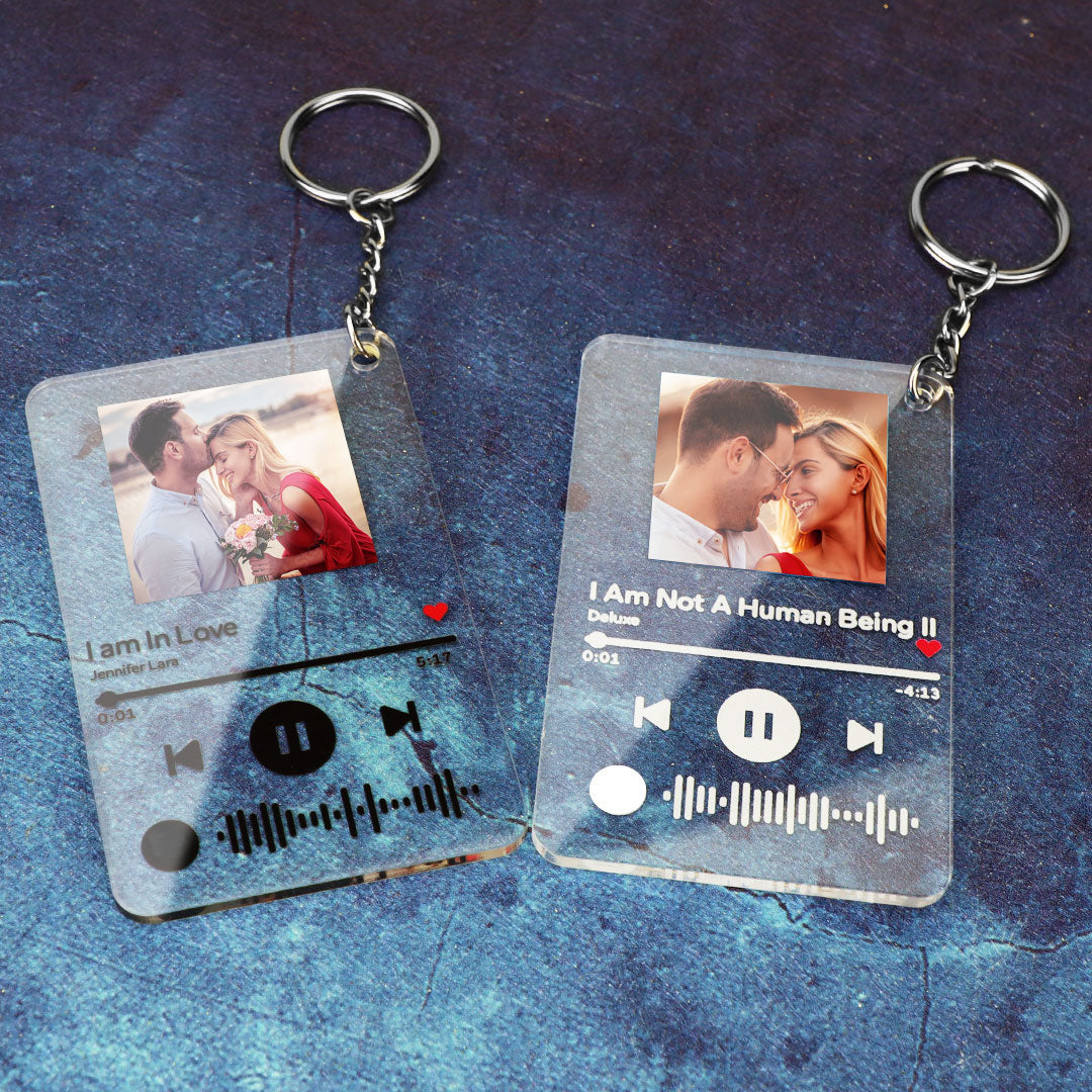 Love Gifts Custom Keychains Spotify Code Keychain Custom Scannable Music Keychain Gift for Him