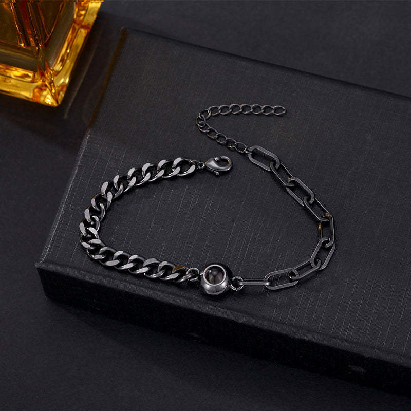 Custom Photo Bracelet Personalized Photo Projection Bracelet Circle Photo Bracelet with Picture Inside for Him