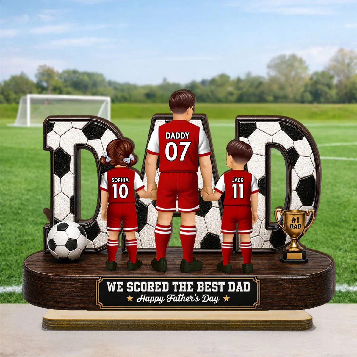 Soccer Dad Legend We Scored The Best Dad Back View - Personalized 2D Printed 3D Look Wooden Plaque - Father's Day Gift For Dad, Husband, Soccer Lovers