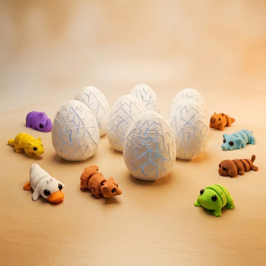 3D Printed Crackable Surprise Egg, Mystery Toy Inside