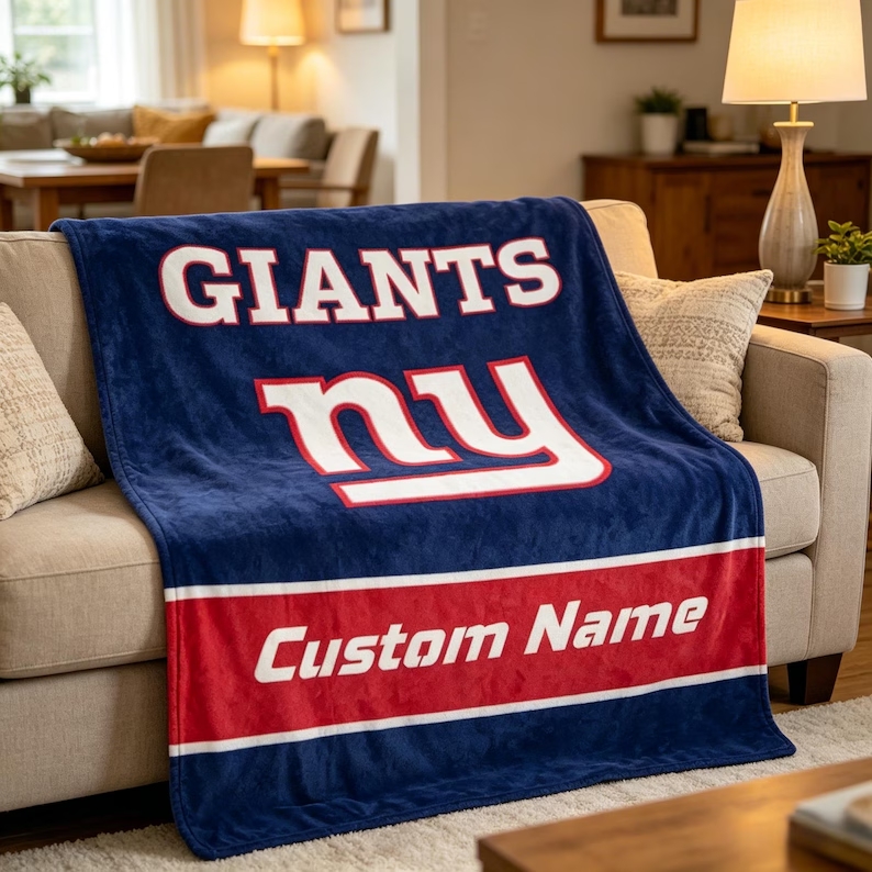 Personalized Football Team Fan Blanket Soft Throw Custom Name Football Fan Birthday Gift