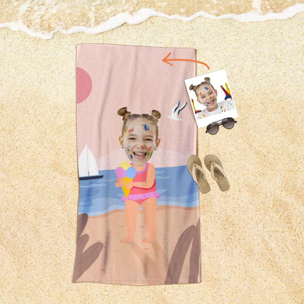 Custom Face Beach Towel Personalized Beach Towel Gift for Mother - Giftlab