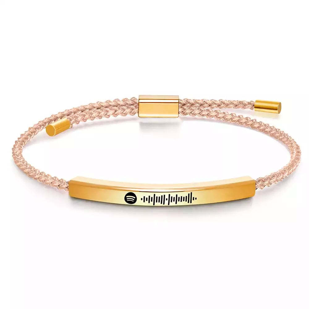 Custom Spotify Music Label Bracelet Personalized Scannable Music Song Bracelet Gift for Her - Bestchristmasgifts