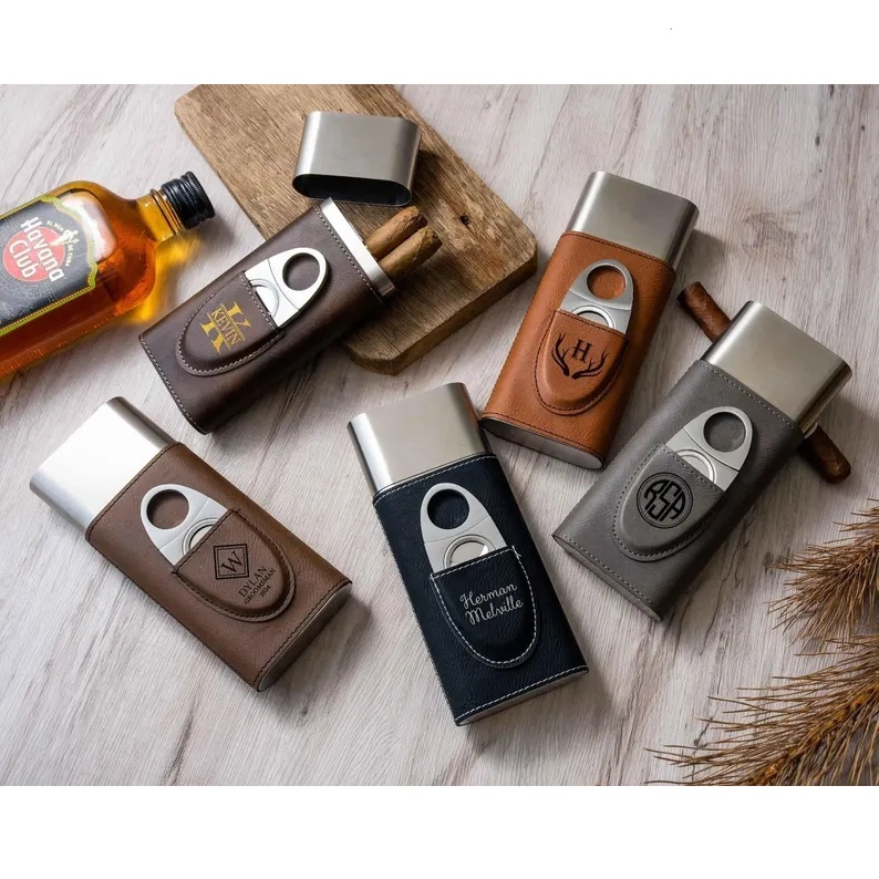 Engraved Cigar Case, Fathers Day Gift, Groomsmen Gifts, Personalized Gift, Custom Cigar Holder, Cigar Travel Case, Leather Cigar Holder