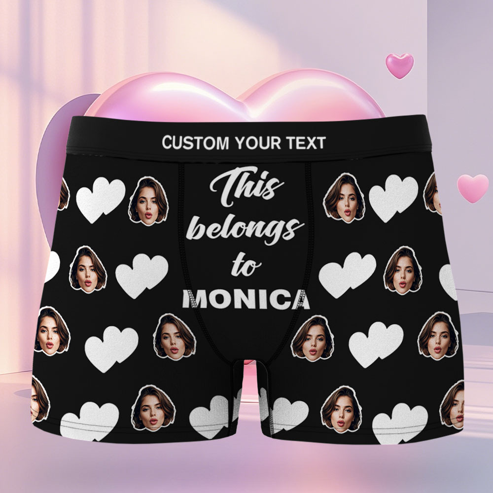 Custom Men's Face Boxer This Belong to Name Face Boxer Briefs Personalized Face Boxer Briefs Valentine's Day Underwear Gift - Bestchristmasgifts