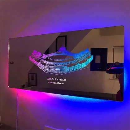 Wrigley Field Stadium Mirror Light Custom Your Slogan Text Personalized Gift for Sport Lover