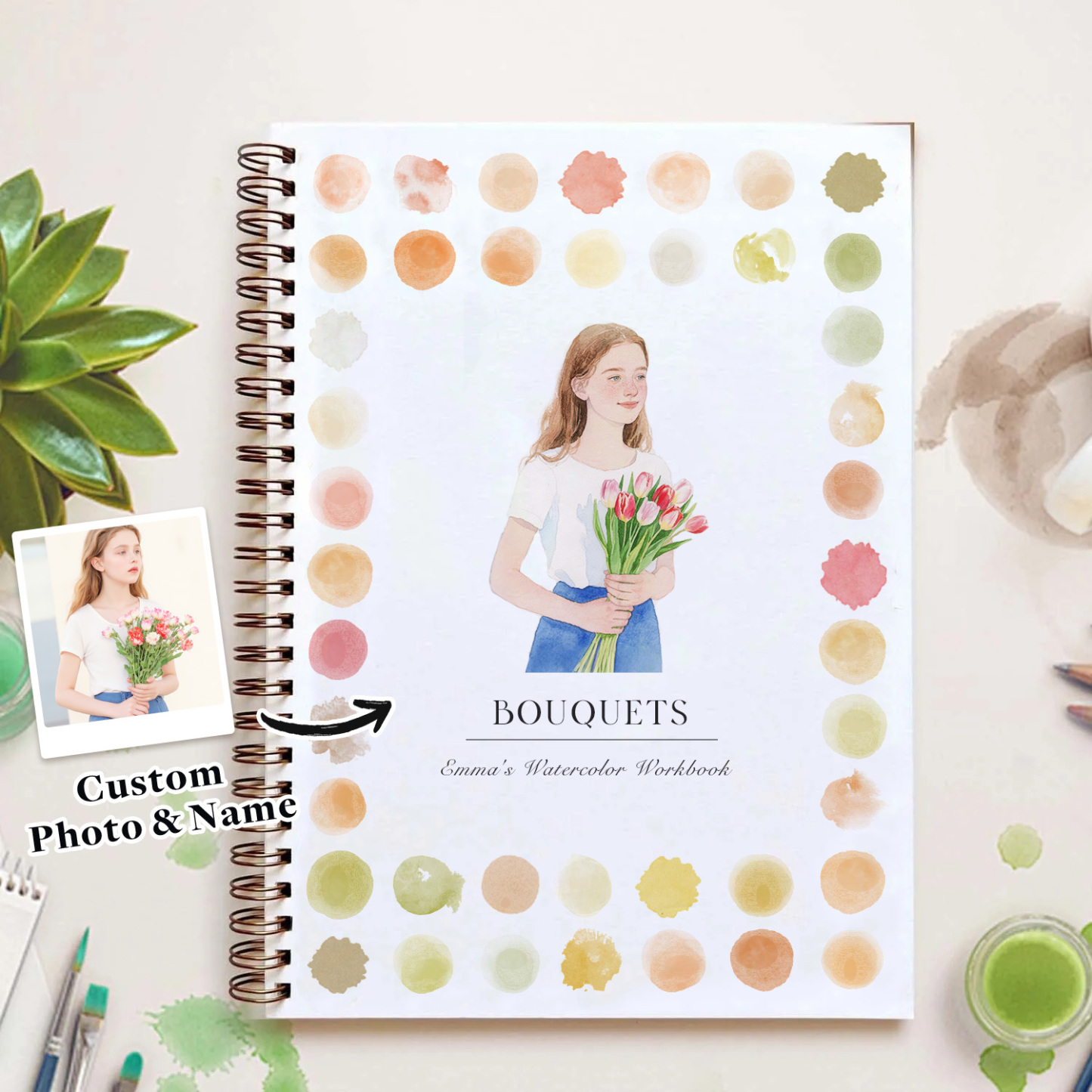 LAST DAY SALE 50% OFF - New Custom Photo Watercolor Workbook Say Goodbye to Anxiety Awaken Your Artistic Talent
