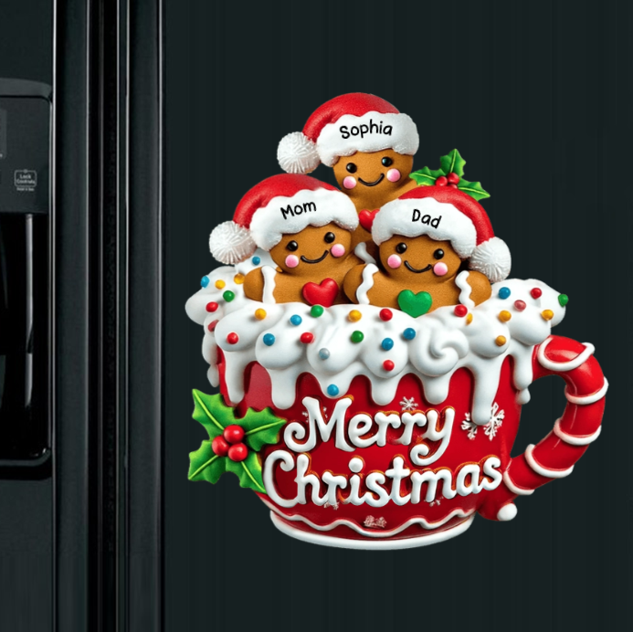 Merry Christmas - Personalized Gingerbread Acrylic Fridge Magnet