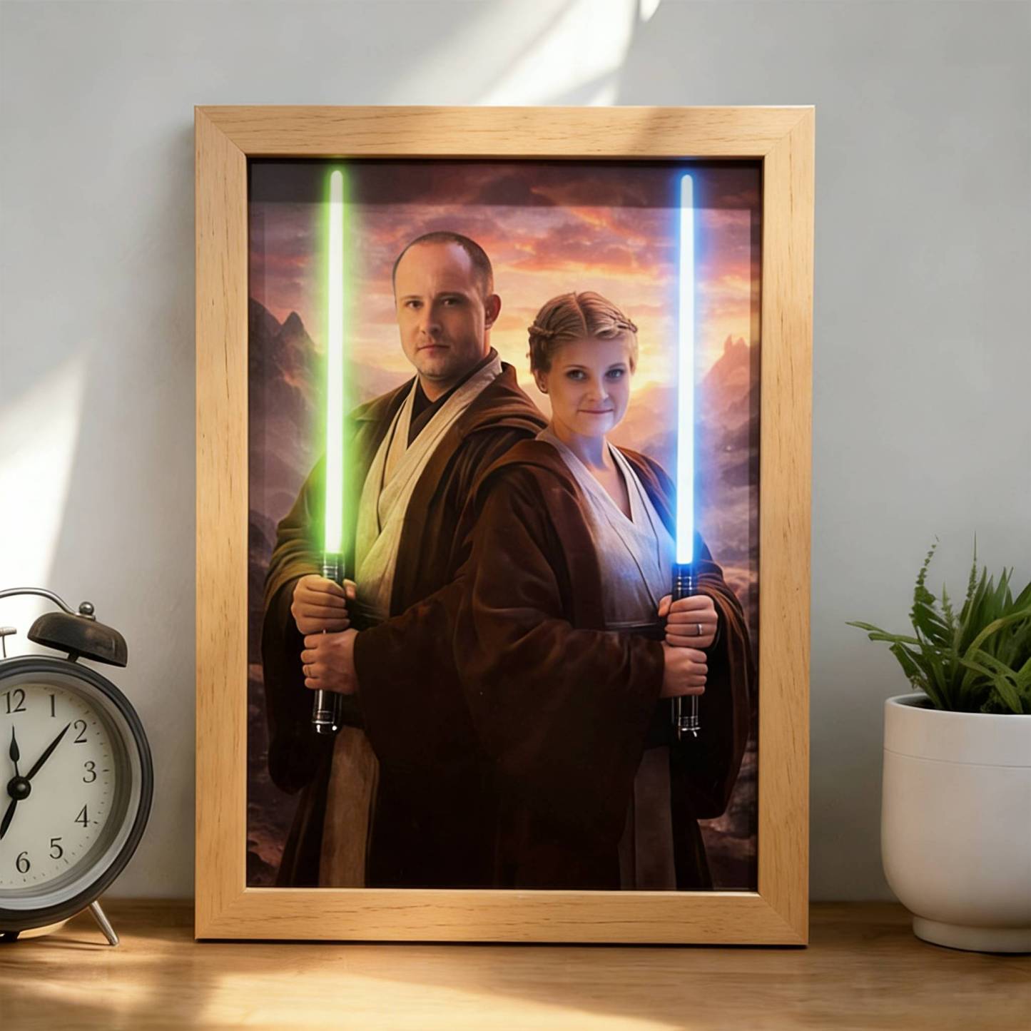 Custom Lightsaber Galactic Hero Couple Portrait Frame Gift Valentine's Day Gifts for Couple