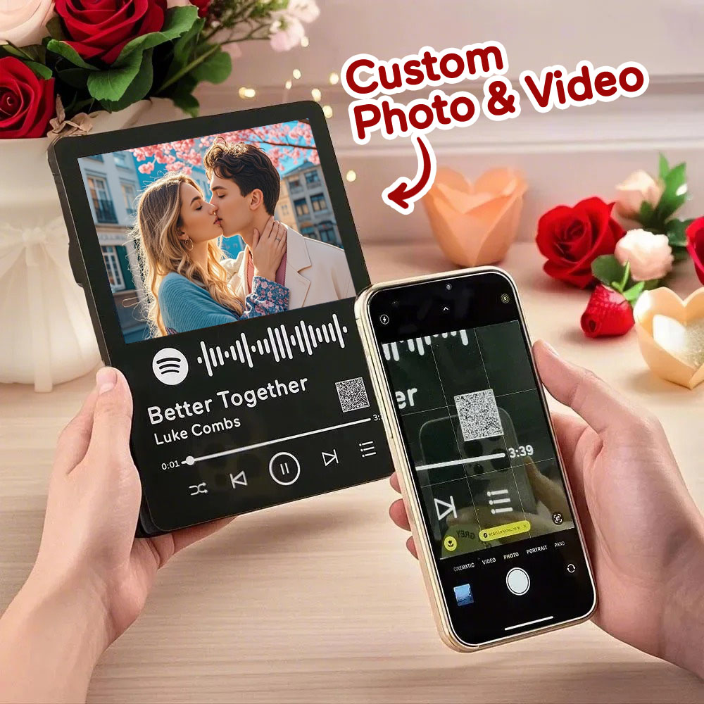 Personalized Photo and Video Plastic Plaque Custom Music Spotify Plaque Table Decorations Valentine's Day Gift for Her