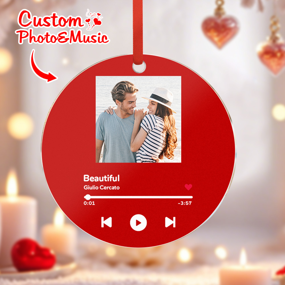 Custom Music and Photo Ornaments Valentine's Day Gifts For Couple - Bestchristmasgifts