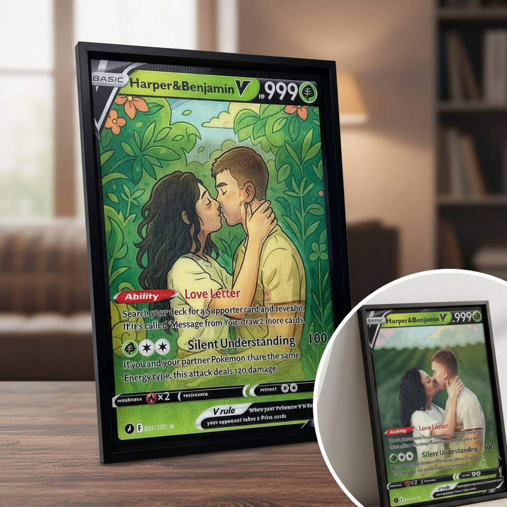 Custom Couple Anime Magic Lenticular PokeCard Frame Wall Art