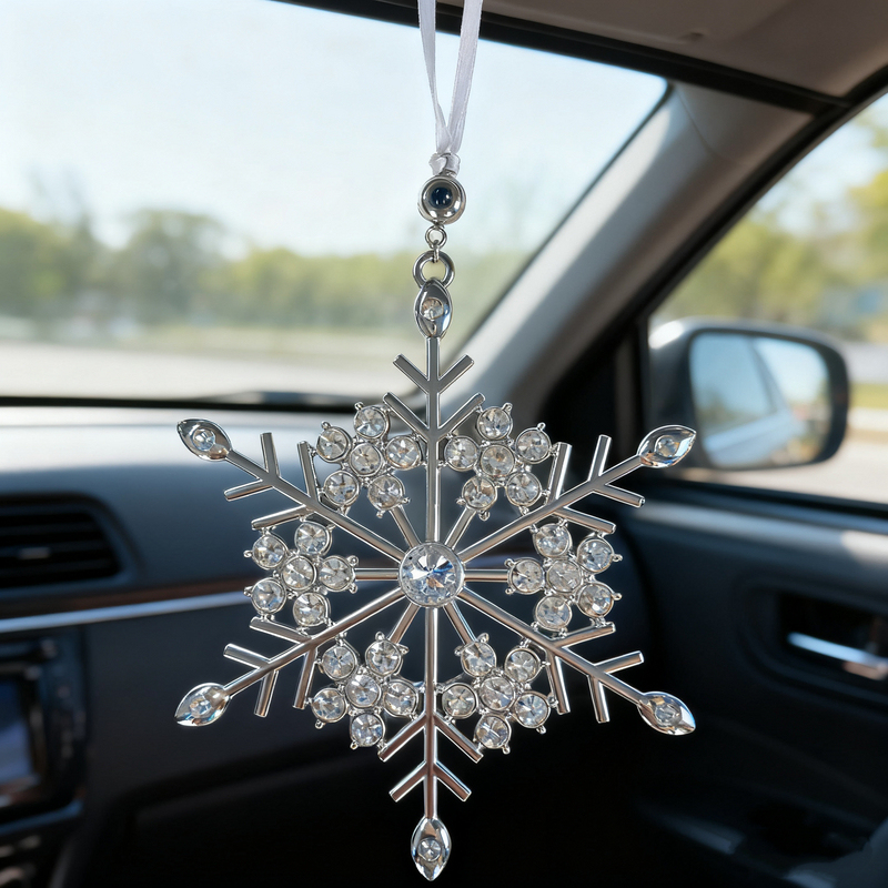 Personalized Snowflake Photo Projection Ornament Projection Picture Pendant with Diamonds Warm Gift for Christmas