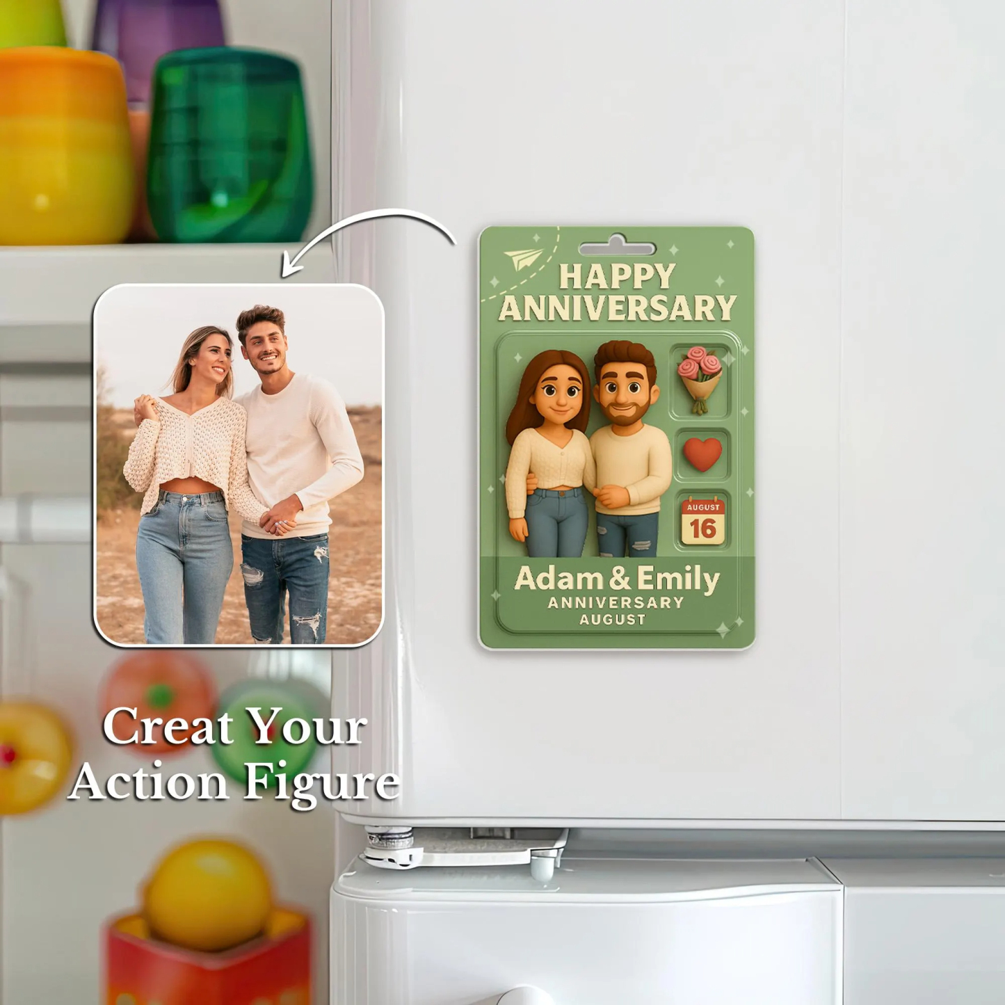 Personalized 2D Action Figure Pack Packaging Toy Box Style Art Gift Custom 2D Anime Photo Valentine's Day Anniversary Gift for Lover