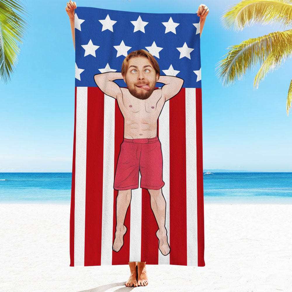 Custom Face Beach Towel Personalized Beach Towel Funny Gift for Kids - Giftlab
