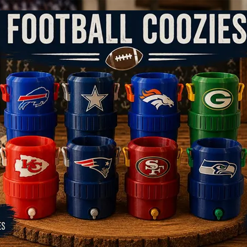 Football Inspired Can Cooler | 3D Printed Mini Water Cooler Can Holder | Personalized Team Gift | Multiple Sizes Available