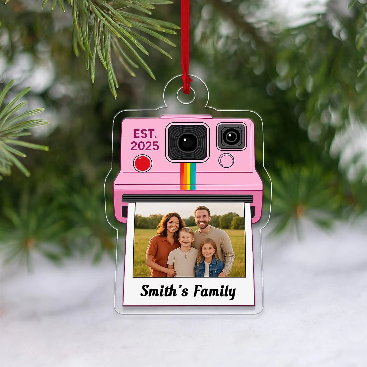 Custom Photo Family Instant Camera Ornament Personalized Picture Christmas Ornament Polaroid Keepsake Holiday Decoration Gift