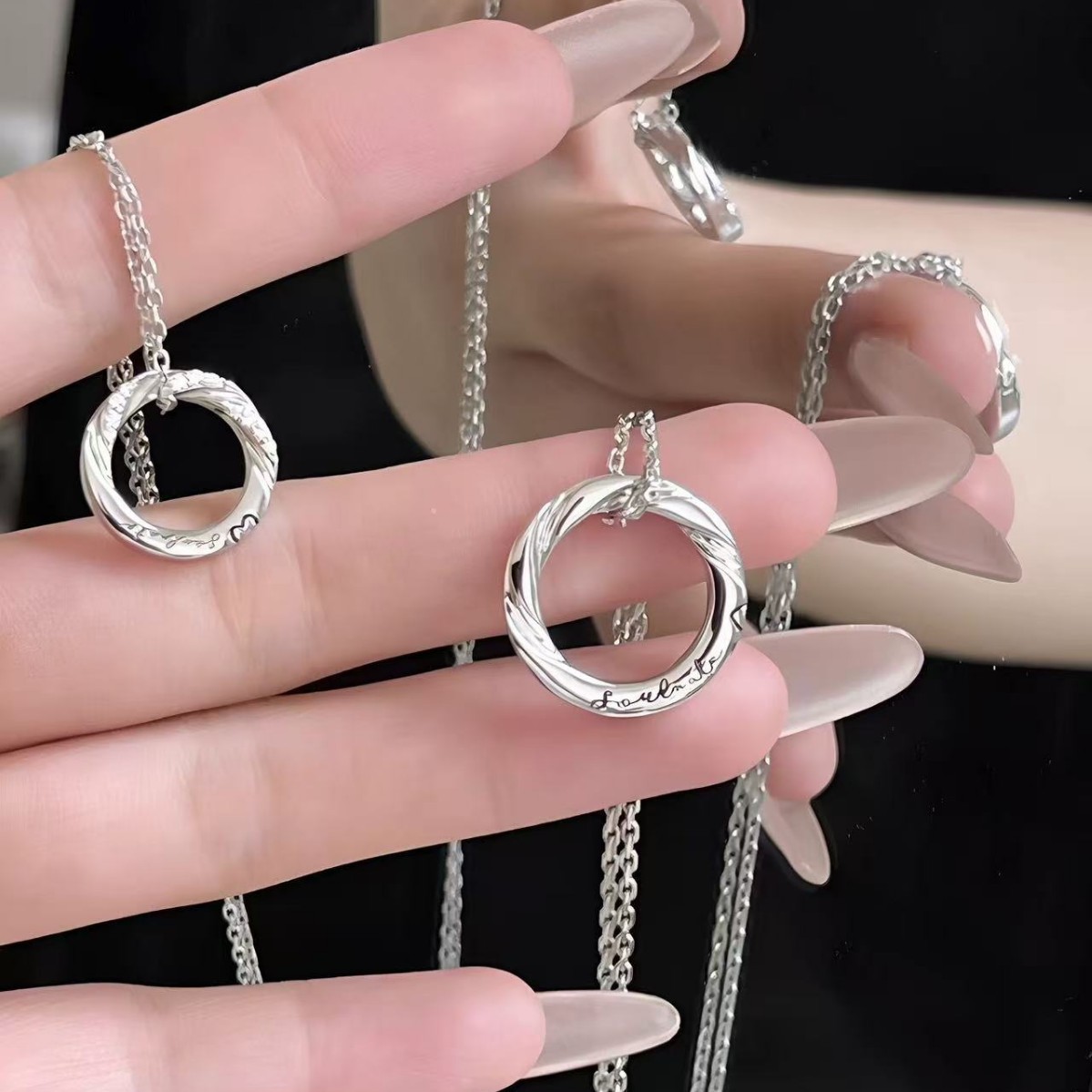 Circle Heart Magnetic Couple Necklace Set Soulmate Gifts for Couple