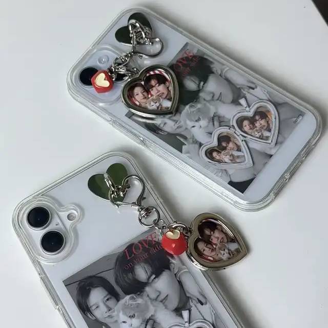Personalized Photo Mobile Phone Hook Keychain Charms Gifts for Lover