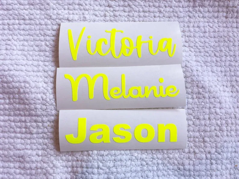 NEON custom vinyl decal, personalized sticker for tumblers, water bottle, laptop, car window, vinyl name labels, back to school stickers