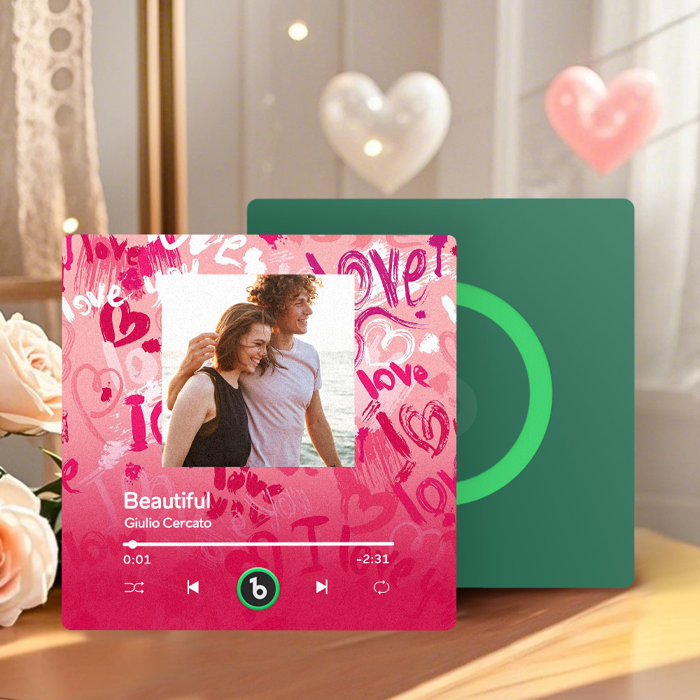 Personalized Music Fridge Magnet Red Love Your Heart Valentine Gift Album Fridge Magnet Music Wall Photo Sticker Music Movement That Can Be Played Gift for Couple - Bestchristmasgifts