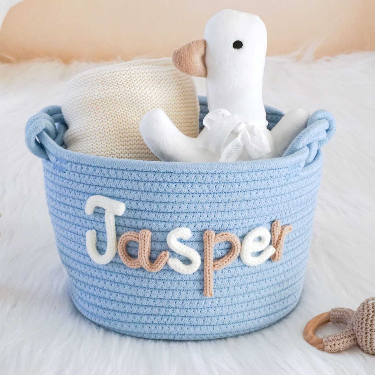 Baby Shower Gift Basket,Personalized Baby Gift,Nursery Decor Basket,Baby Name Gift,Baby Girl Gift,Baby Boy Gift,Storage Basket,New Born Gift