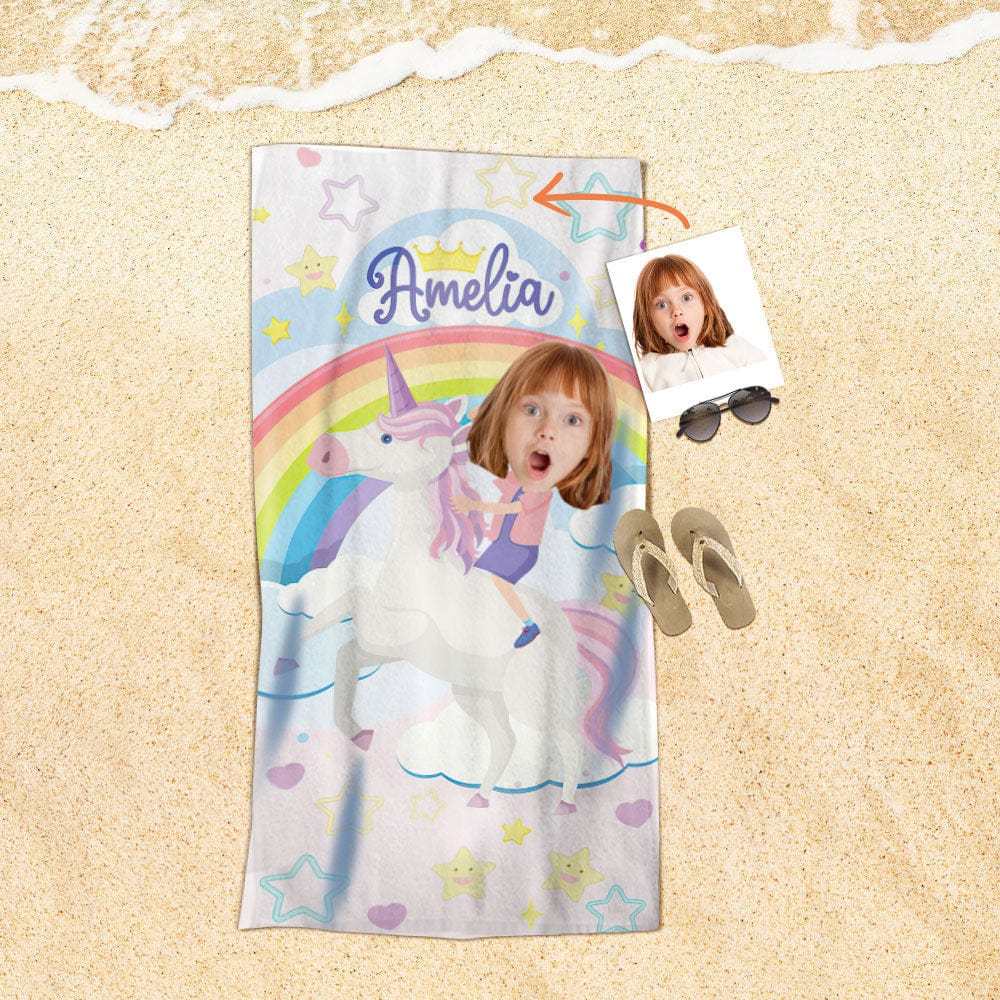 Custom Face Beach Towel Personalized Beach Towel Funny Gift for Kids - Giftlab