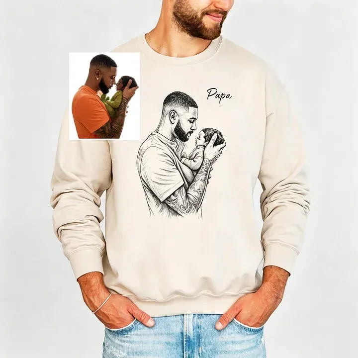 Custom Mom Photo Sketch Sweatshirt/T-shirt Personalized Hand-Drawn Portrait from Photo, Custom Mother’s Day Shirt, Birthday Gift for Mom/Grandma