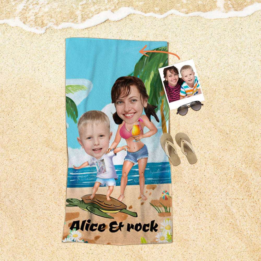 Custom Face Beach Towel Personalized Beach Towel Funny Gift for Kids - Giftlab