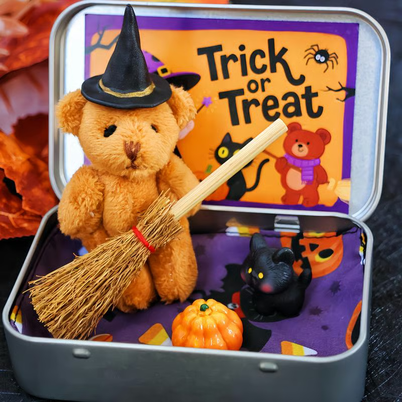 Halloween Bear in a Box for Trick or Treat Gift for Kids