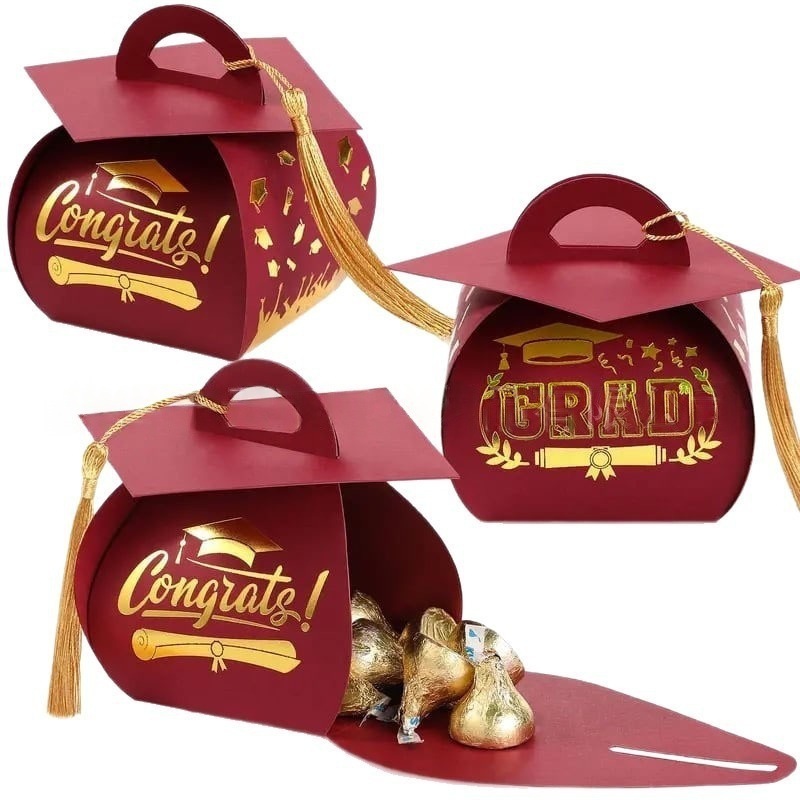 Graduation Candy Box with Tassel Table Centerpieces Graduation Cap Gift Boxes