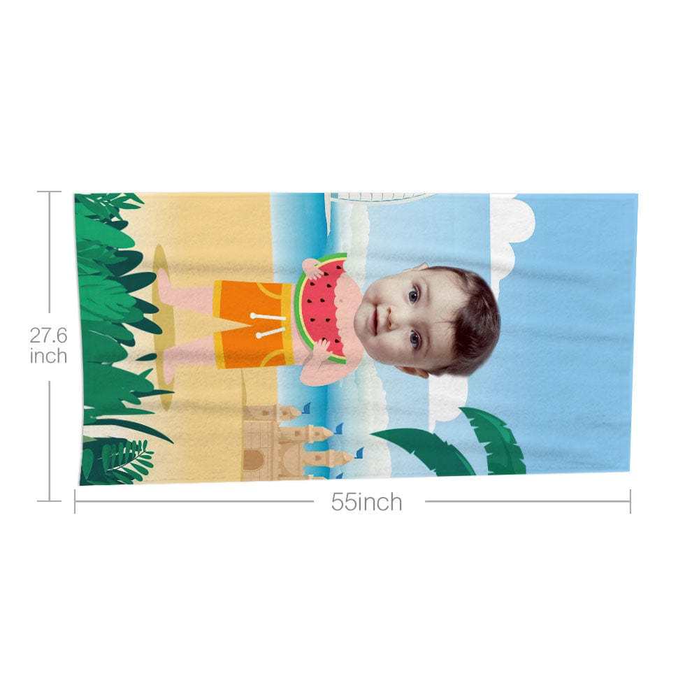 Custom Face Beach Towel Personalized Beach Towel Funny Gift for Kids - Giftlab