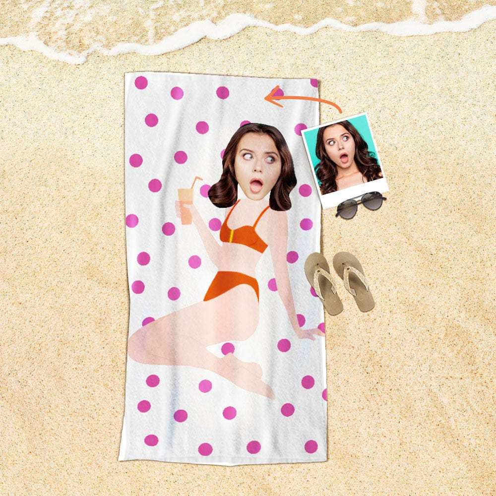 Custom Face Beach Towel Personalized Beach Towel Gift for Mother - Giftlab